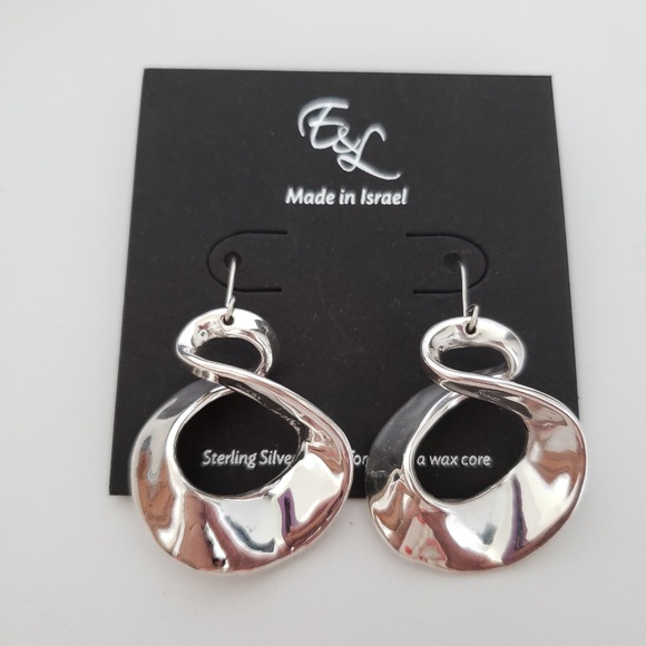 E&L Israel Sterling Silver Electroform Drop Earrings